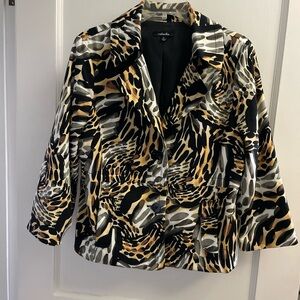 Rafaella Women's Bold Animal Print Blazer - Black, Gold, White